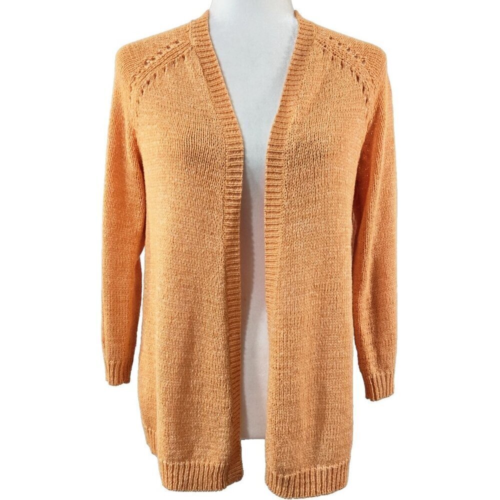 Coldwater Creek Orange Creamsicle Open Front Cardigan Beachy Boho Colorful
